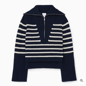 G. LABEL BY GOOP Shand Half-Zip Striped Sweater